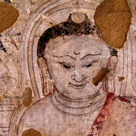 Wallpainting in Pagoda  Taken at Latitude/Longitude:21.143330/94.887820.  km       (Map link) : Km to   in, Birma, Yangon, geo:lat=21.143330, geo:lon=94.887820, geotagged, myanmar, selectie Birma