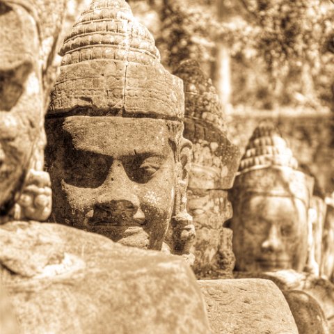 Cambodia  Tempels of Angkor : Cambodia Cambodja 2008 hdr, Creative, faces, vierkant