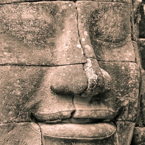 Faces Bayon  Cambodja 2006 Siem Reap. : Cambodia 2006 Ankor wat Angkor Thom Temple complex, vierkant