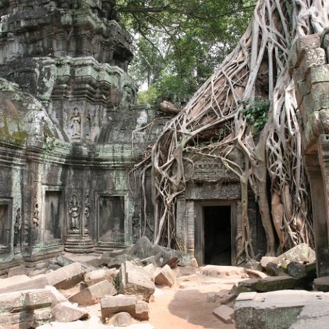IMG 1978  Cambodja 2006 : Angkor, Cambodia 2006 Ta Prohm tempel, doors, www.reisfotos.nl (c) J.M. van der Horst
